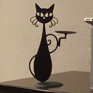 Elegant Black Cat Candle Holder